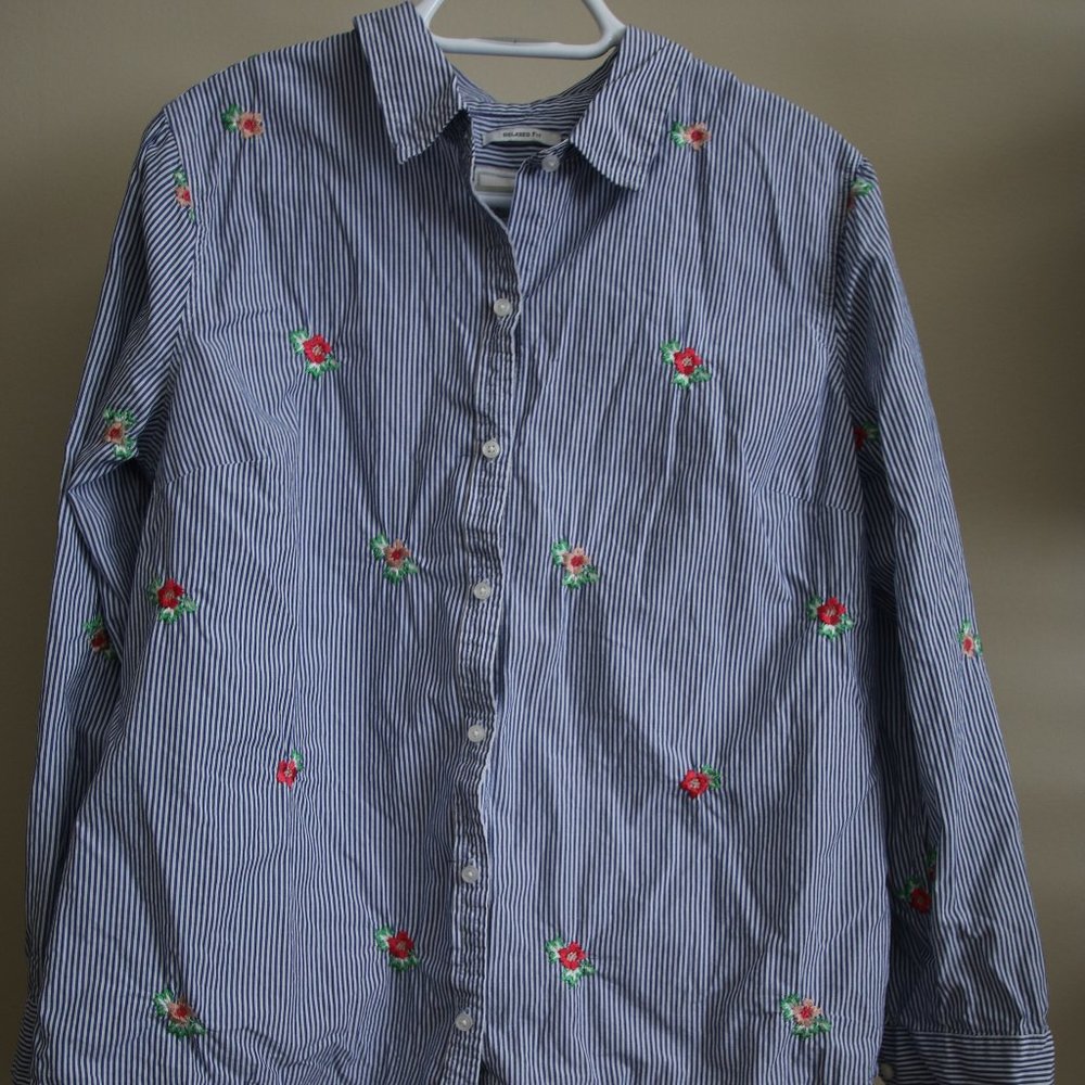 Cottage Core style embroidered shirt